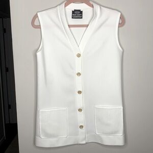 Vintage Hedy Knits of Cali Sleeveless Button Up Cardigan Sweater Gold Button S/M